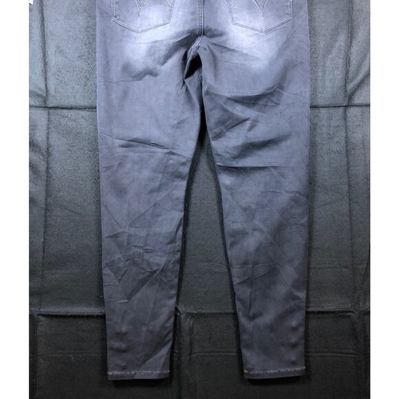 Seven7 Womens Jeans Black Denim Ankle Button Hems Leggings Whiskered Stretch 12 - Picture 10 of 11